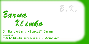 barna klimko business card